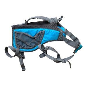 Outward Hound Dog Blue Hiking Vest Harness Pockets Handle Adjustable